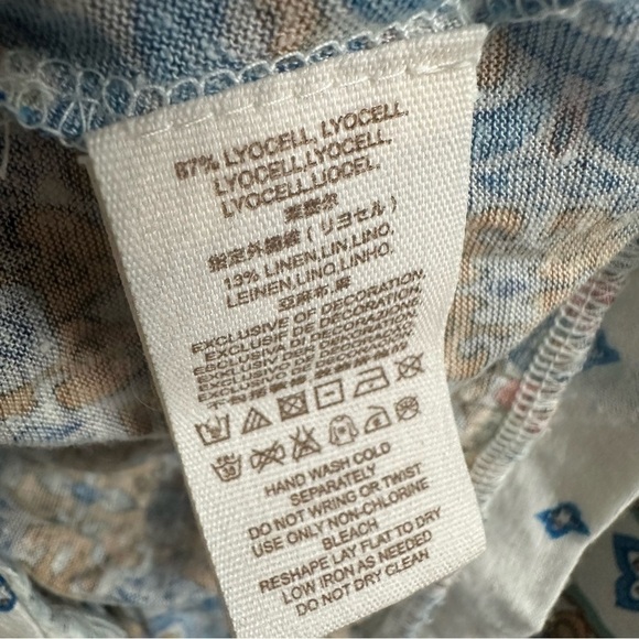 Free People Blouse Tassels Boho Floral Lace Up Festival Hippie Casual Size Small - Picture 6 of 7